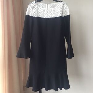 Karl Lagerfeld bell-sleeve lace trim dress